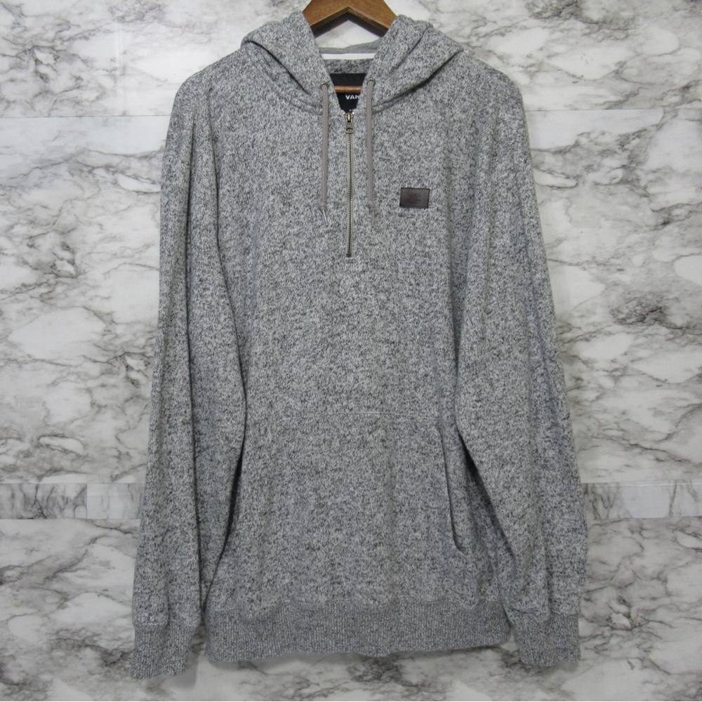 Vans Heathered Gray Quarter Zip Hooded Pullover Hoodie Size XL
